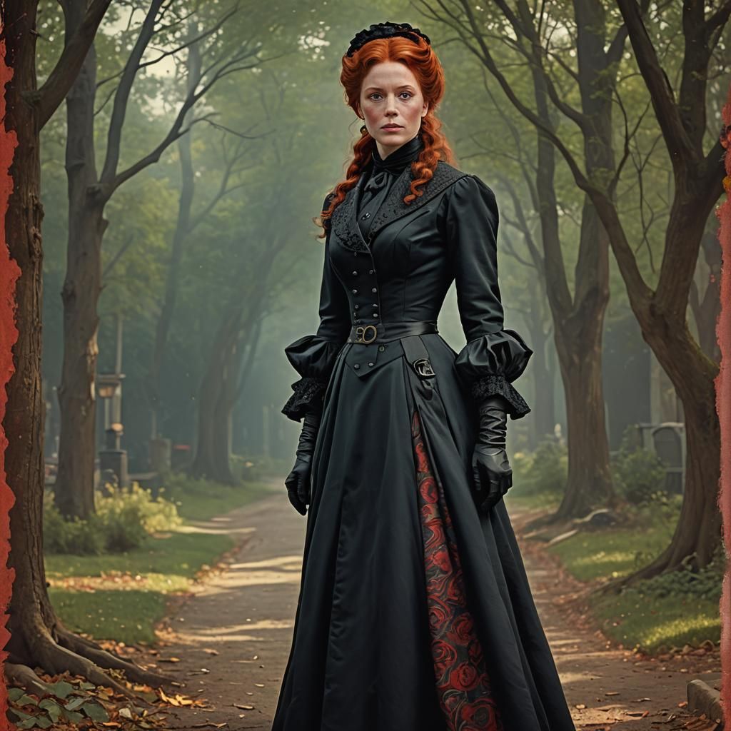 Victorian Nanny Portrait in Hyperrealistic Splash Art