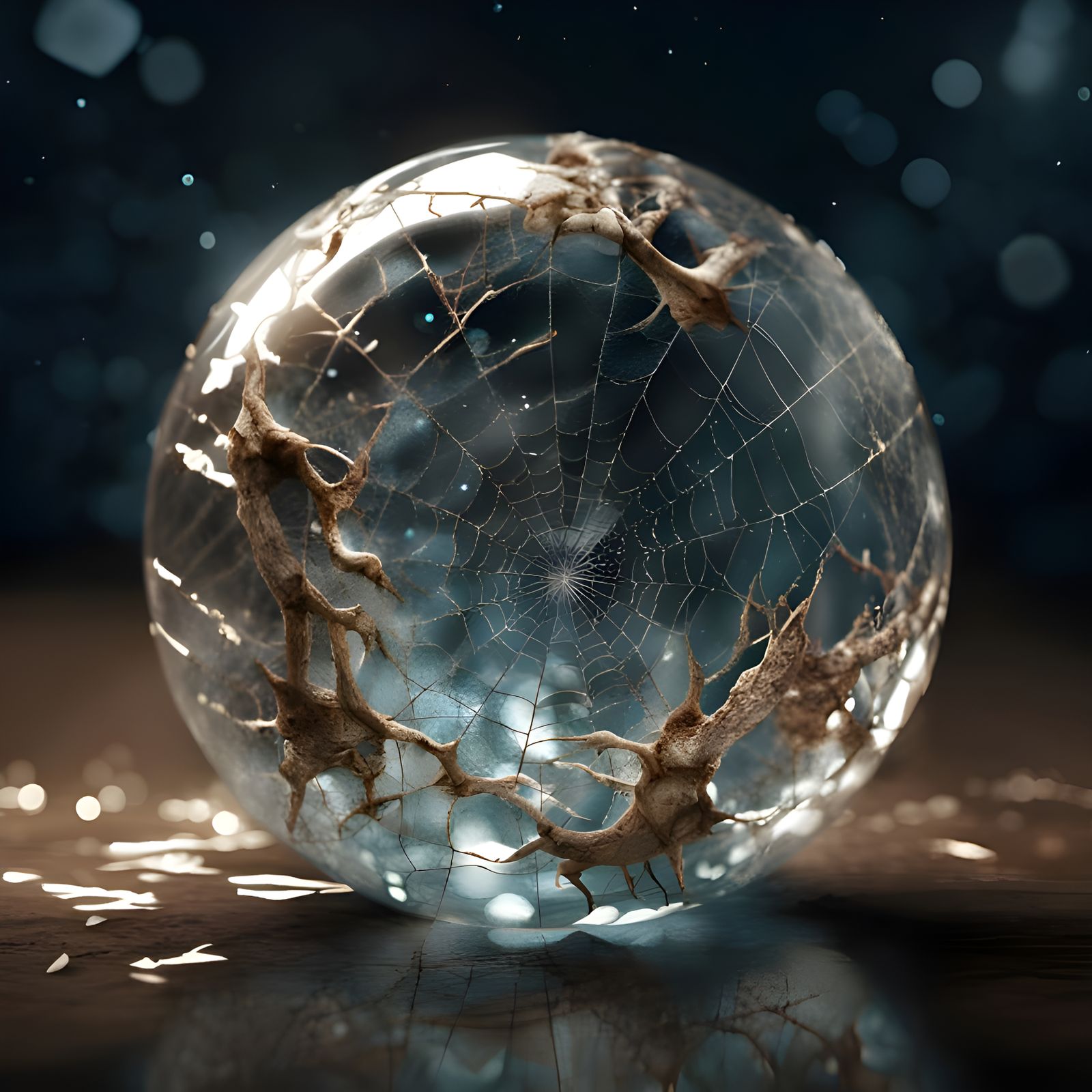 Cracked Glass Moon Sphere with Fractal Effect