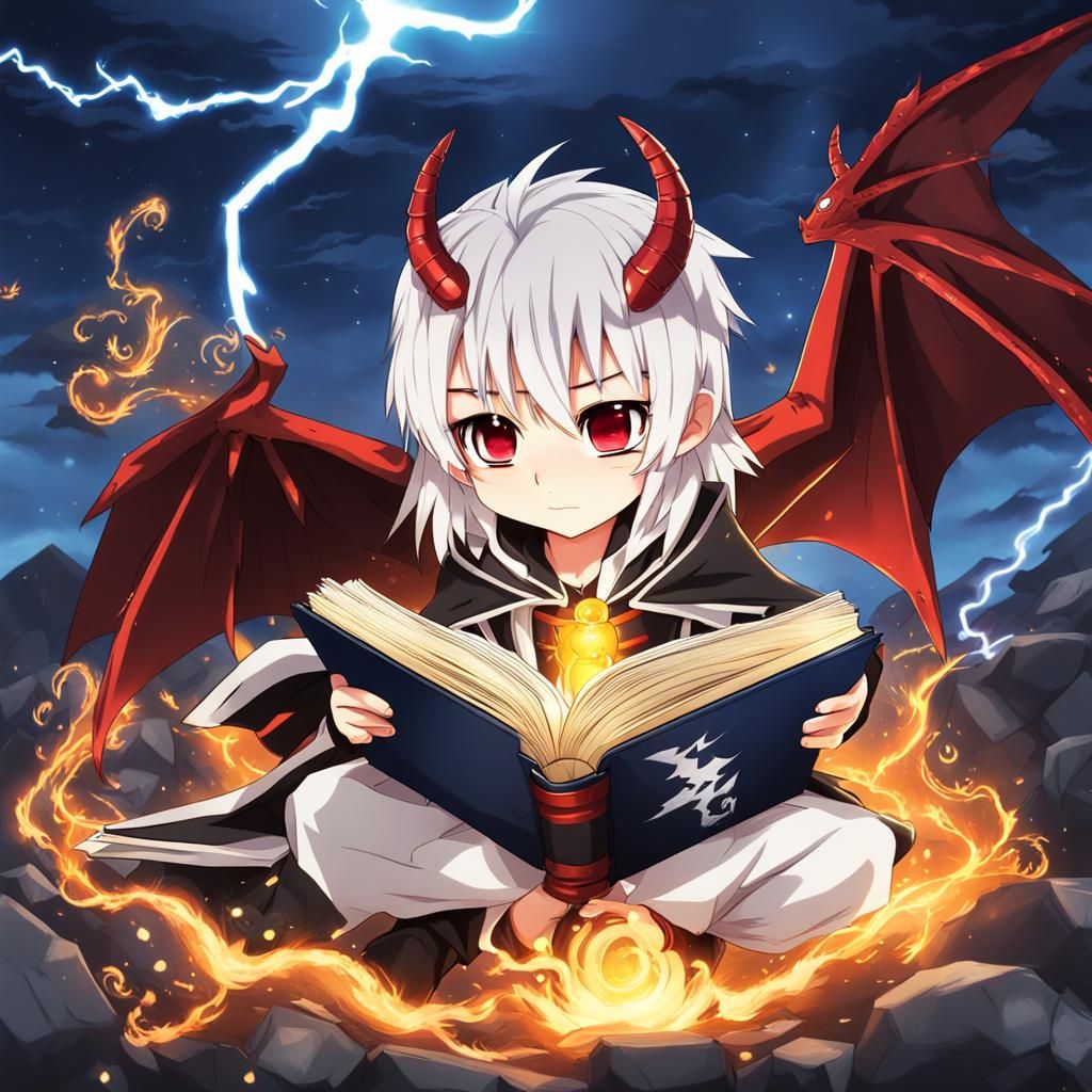 Chibi Dragon Casting Spell in Anime Style