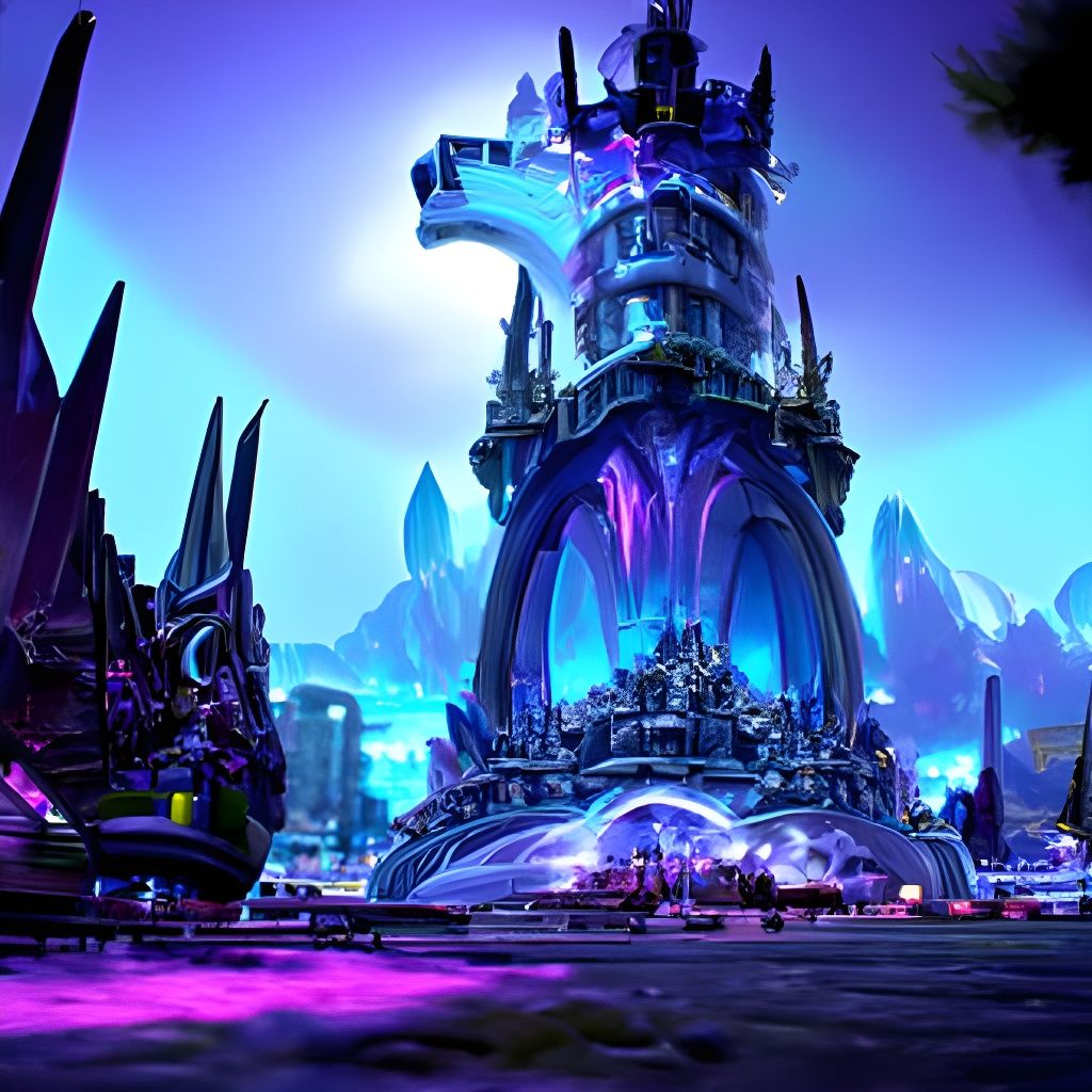 Draenei City with Tempest Keep in Fantasy Painting