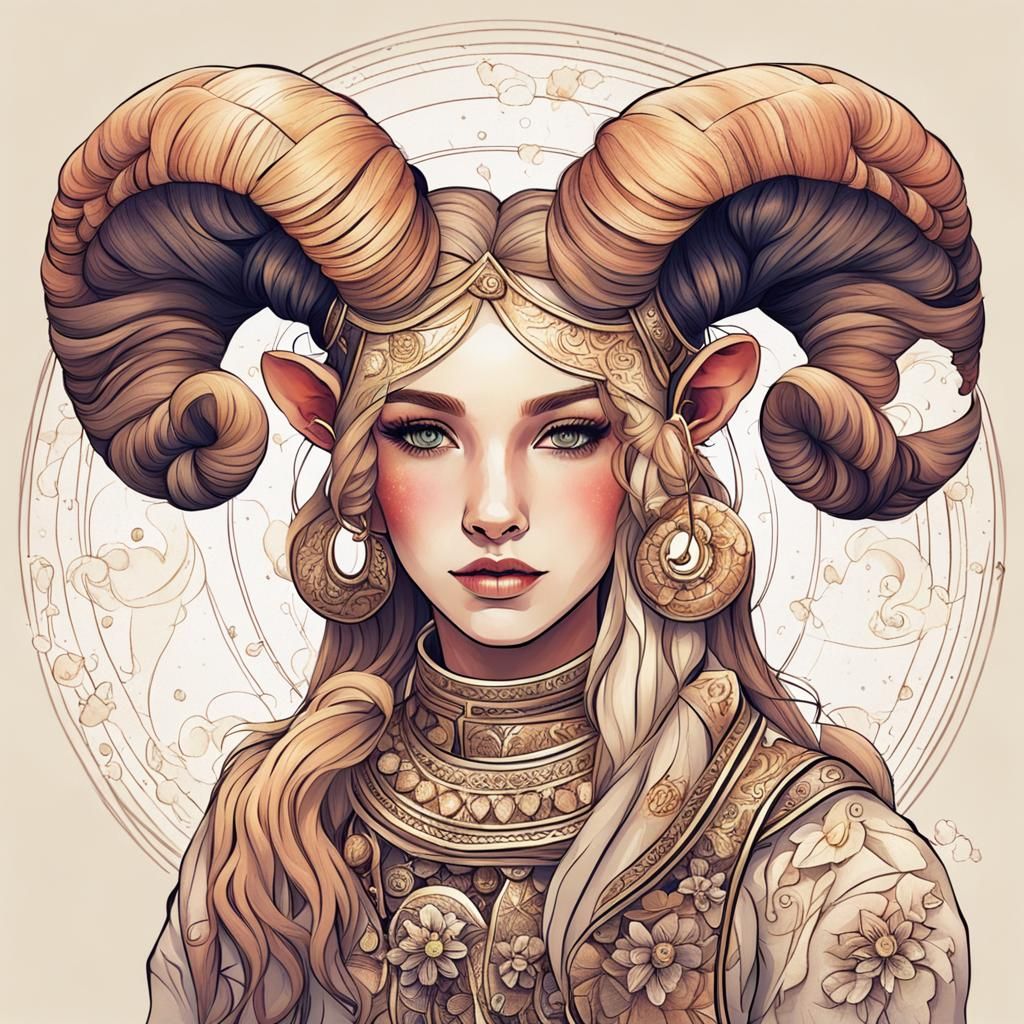 Aries Zodiac Girl AI Portrait