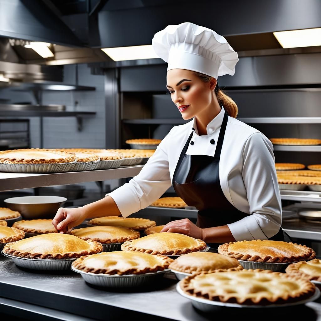 Female Baker Prepares Delicious Pies: Photorealistic Analog ...