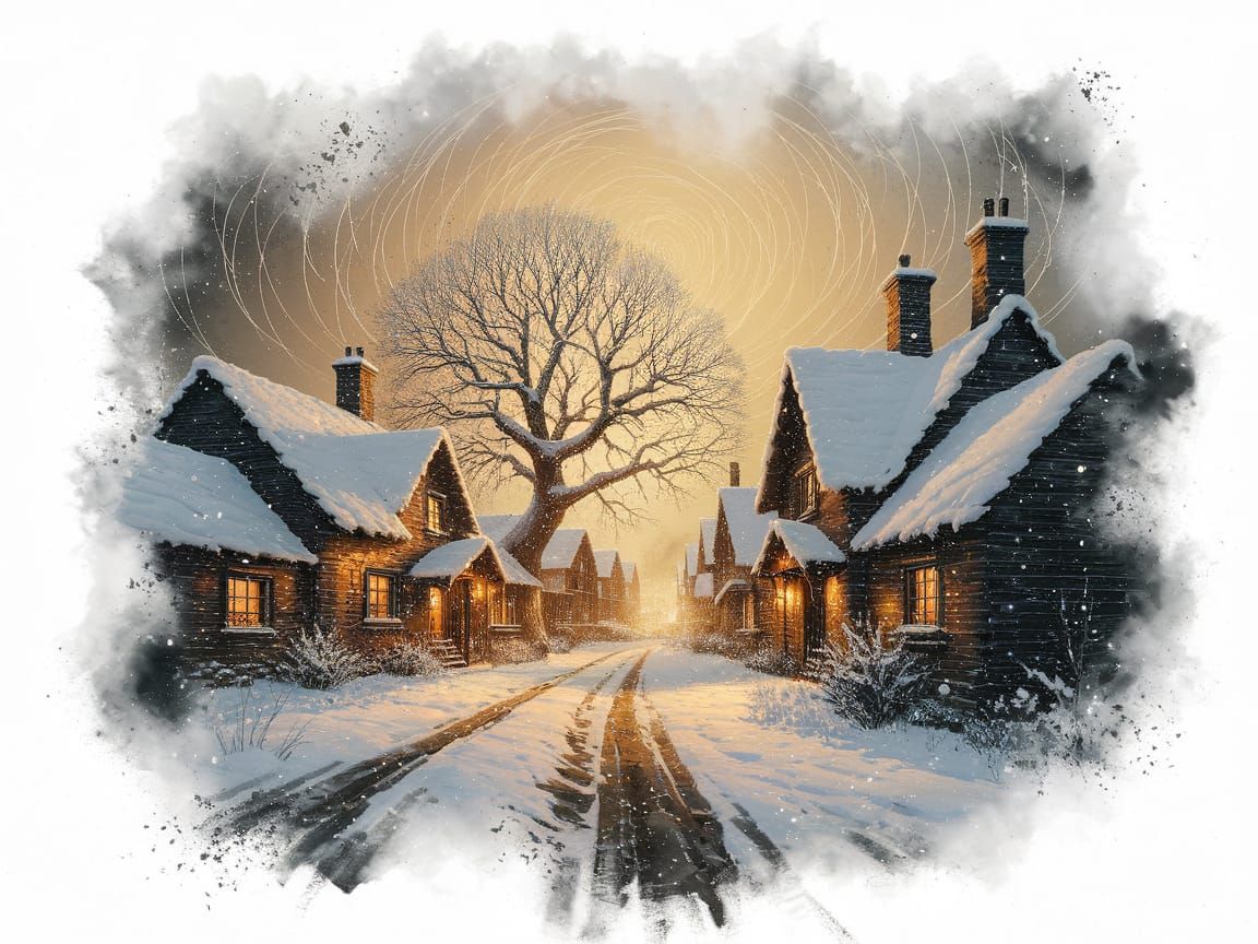 Fairy Tale Winter Blizzard in Old World Village