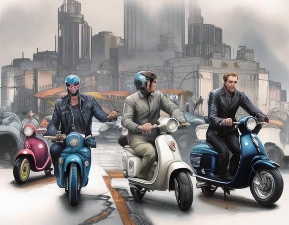 Mods on 1960s scooters