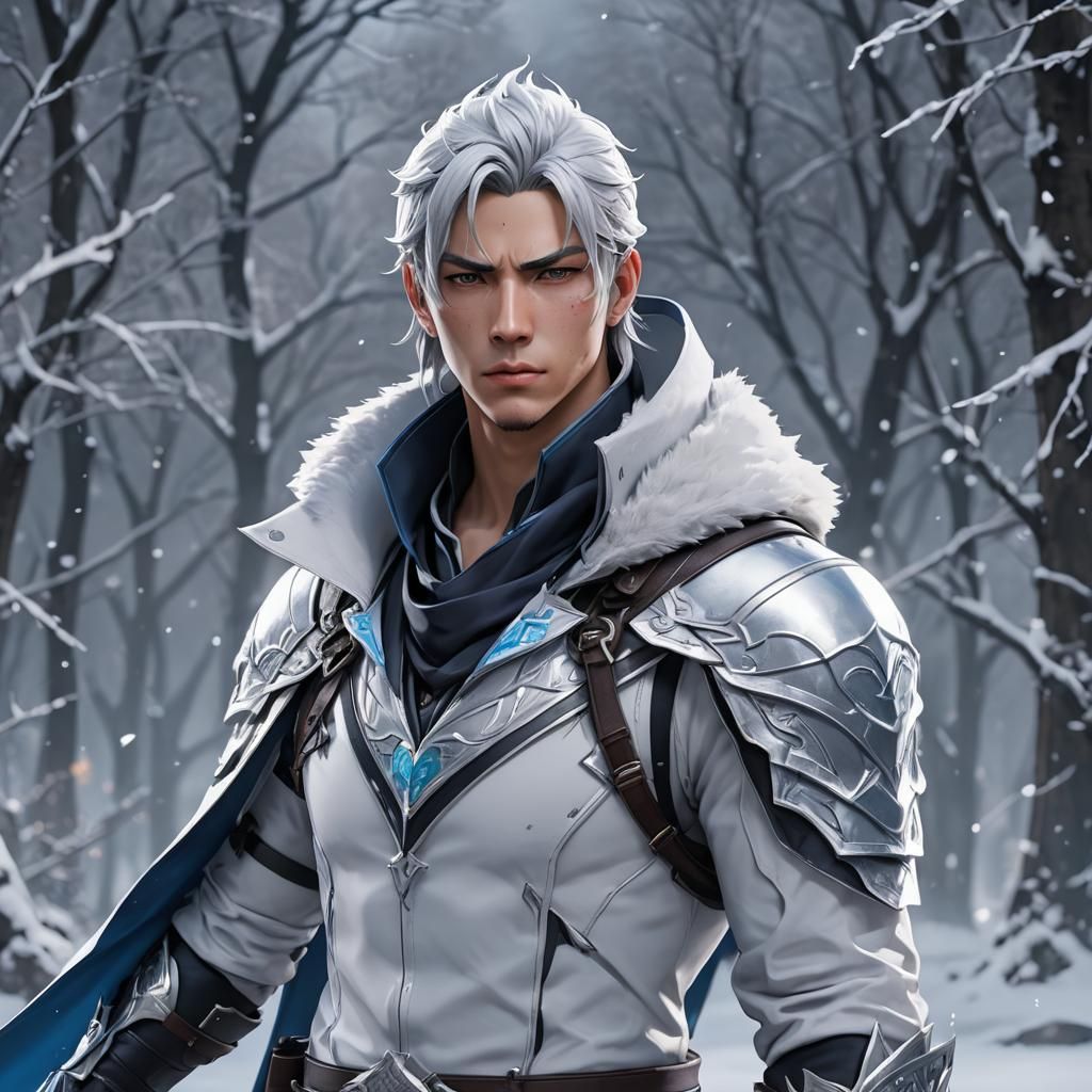 Ice Male Assassin in 3D Anime Style