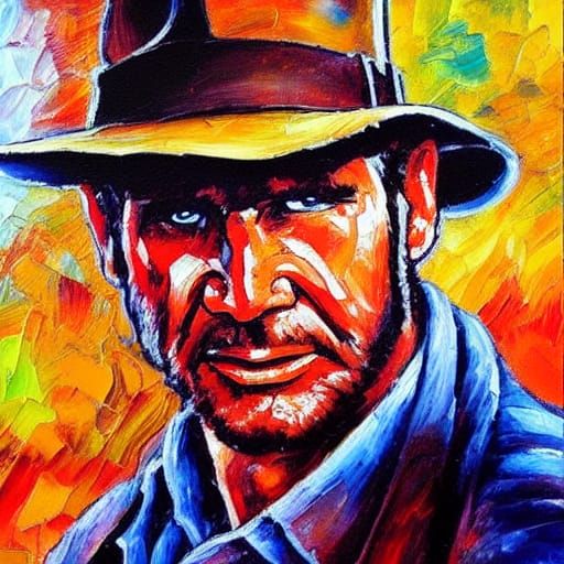 Indiana Jones Portrait in Expressionist Oil Painting Style