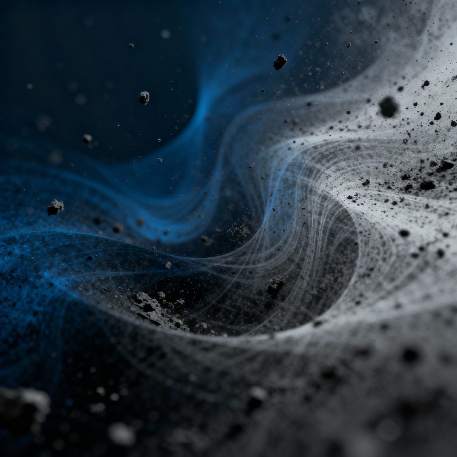 Abstract Void Echoes in Dark Blue and Grayscale