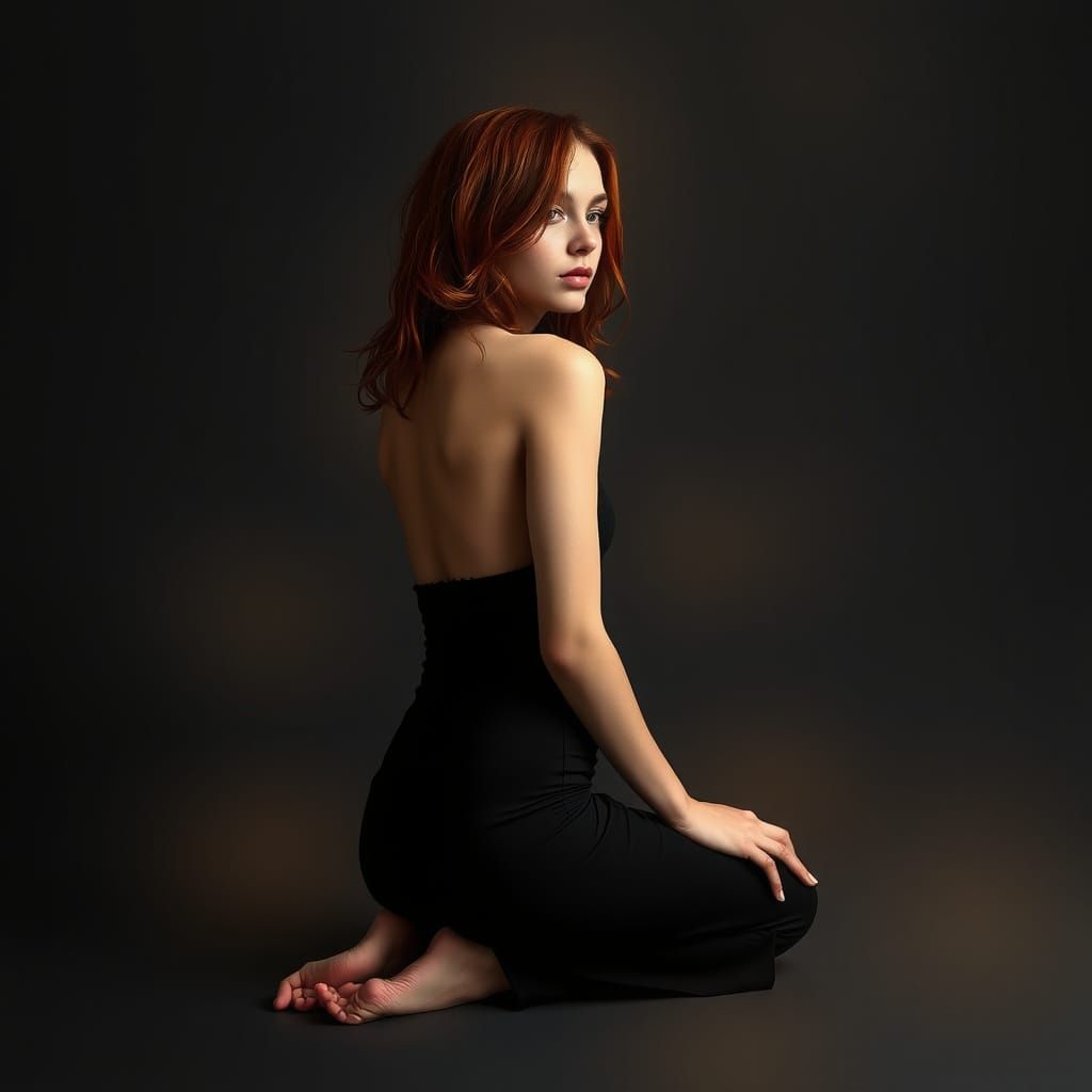 Serene Figure in Monochromatic Studio