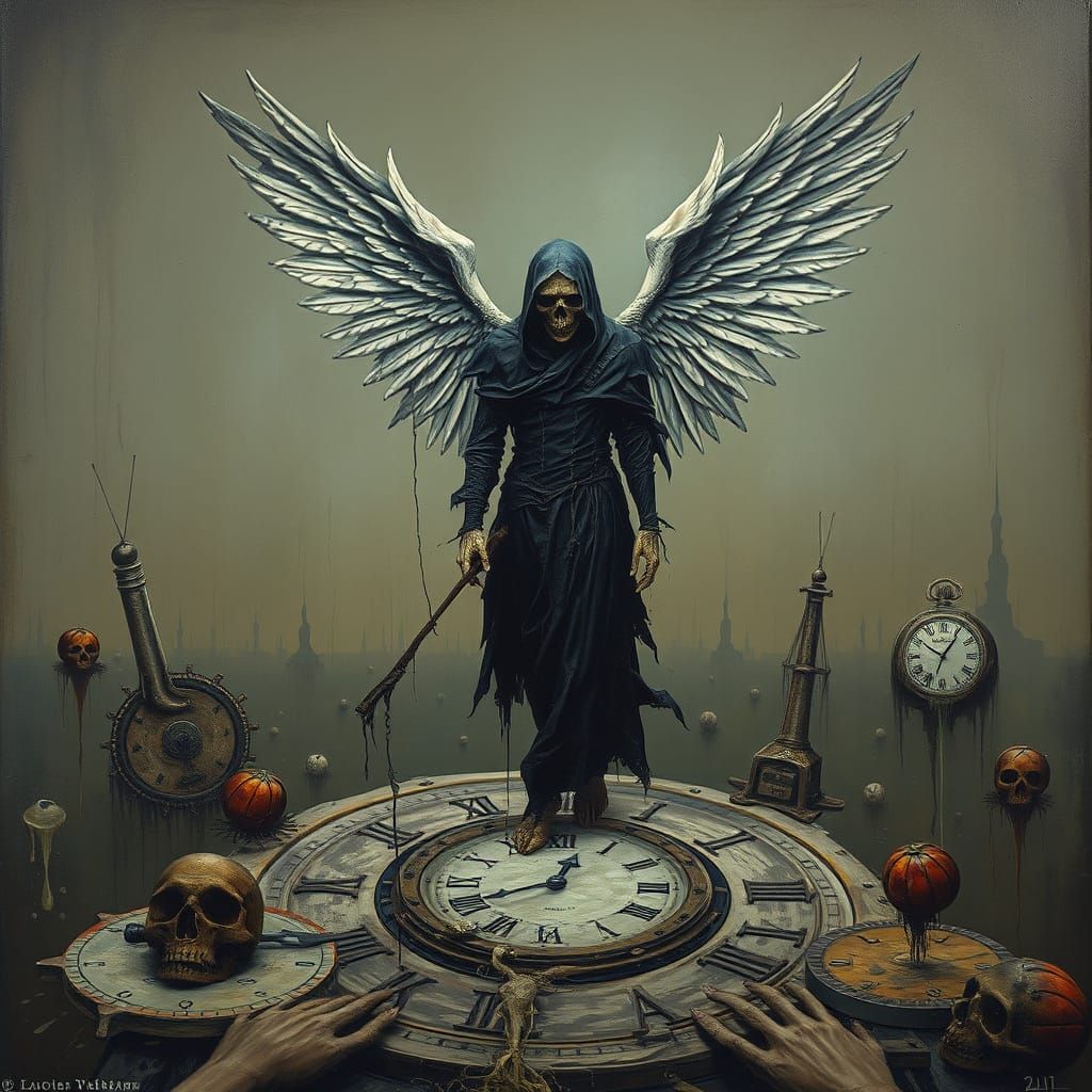 Angel of Death in a Surrealist Abyss