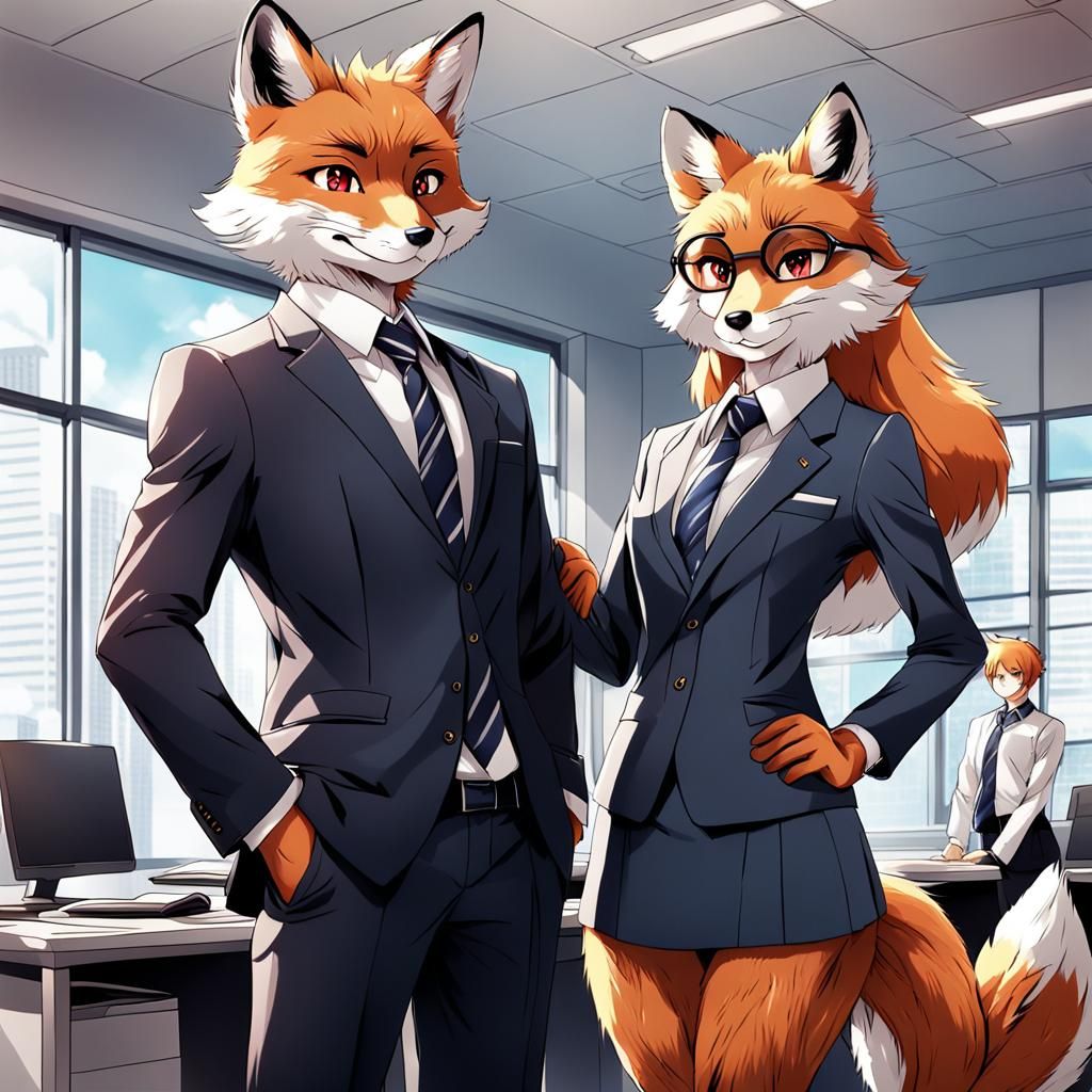 Professional foxes in the office