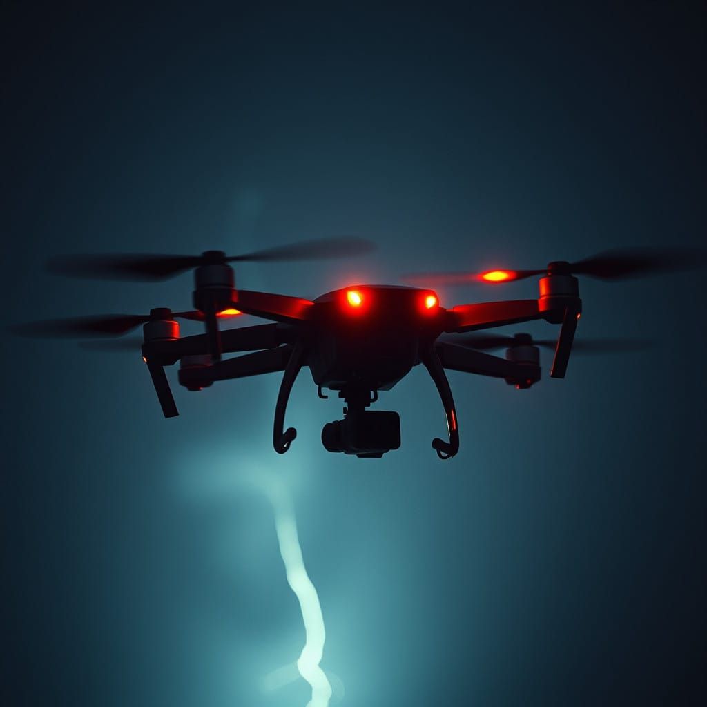 Glowing Drone Cuts Through Stormy Darkness in Cinematic Film...