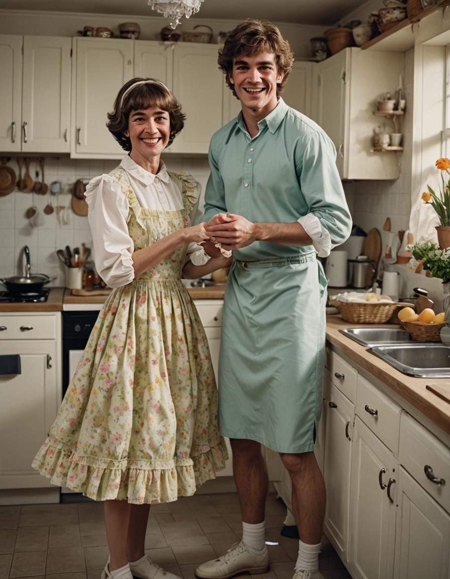 Muscular Teen in Frilly Dress, Cinematic Film Still
