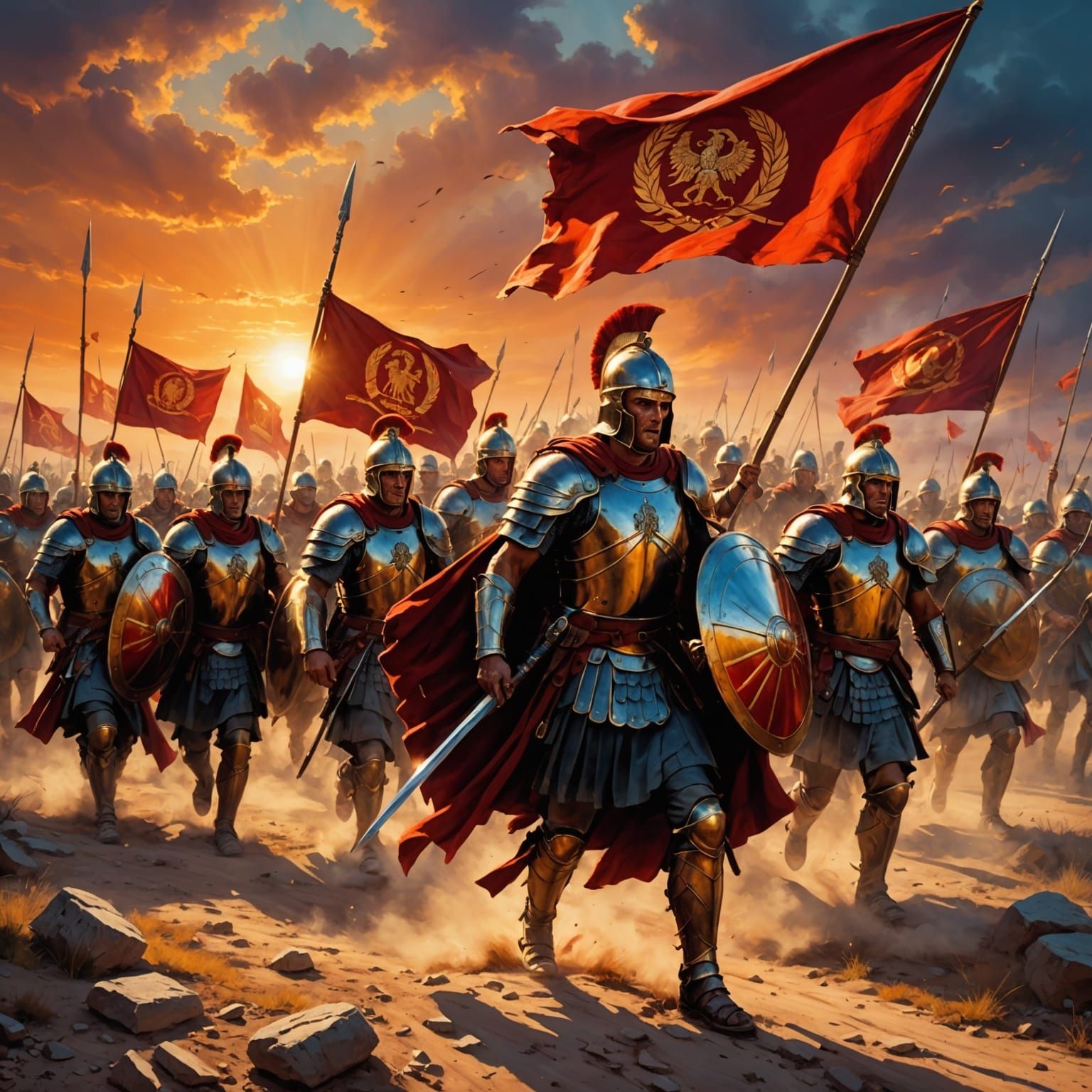 Roman Legion in Dramatic Formation