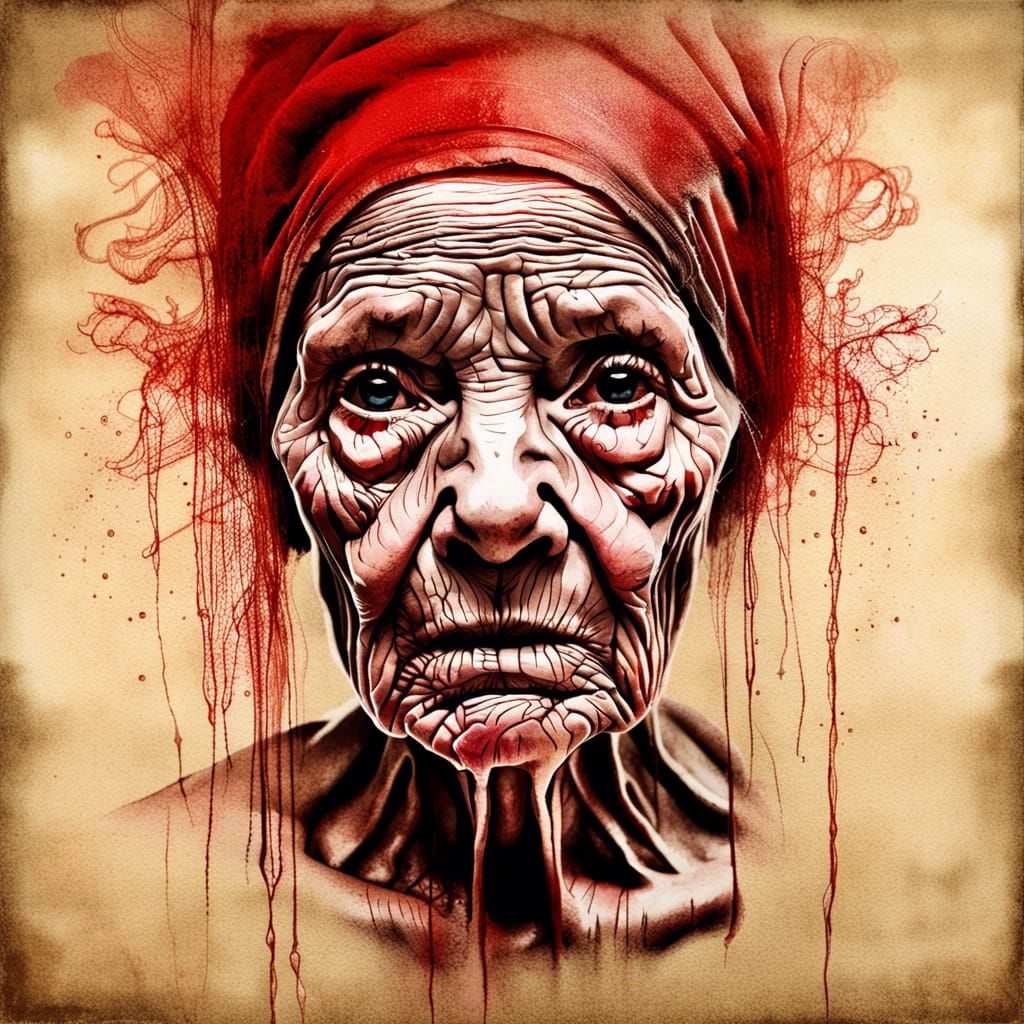 Abstract Rorschach Portrait in Red Ink