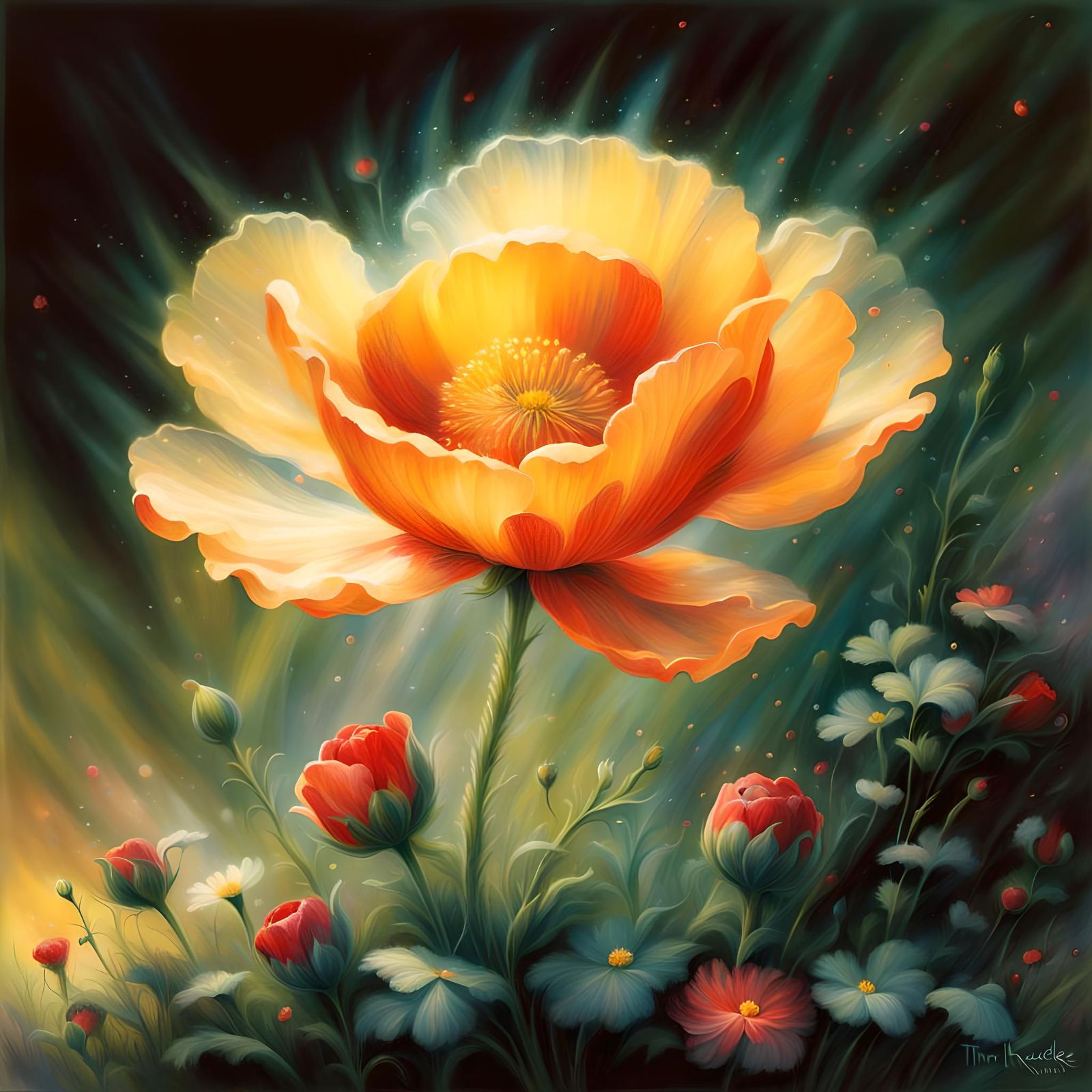 Ethereal Red Buttercup in Hyperdetailed Fantasy Style