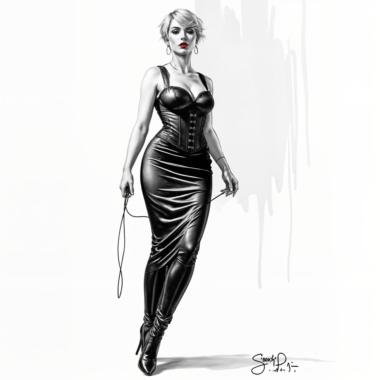 Domina with Whip in Helmut Newton Style