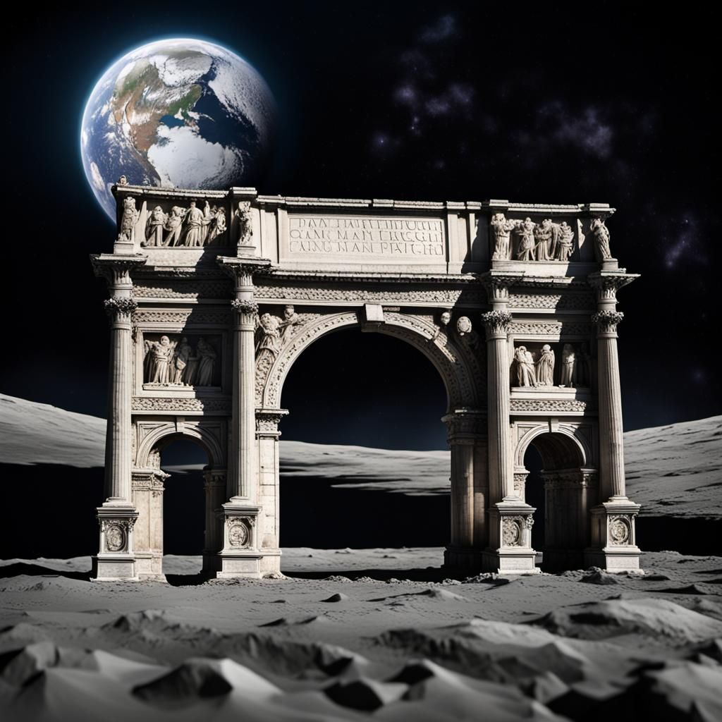 Triumphal Arch on the Moon with Earth