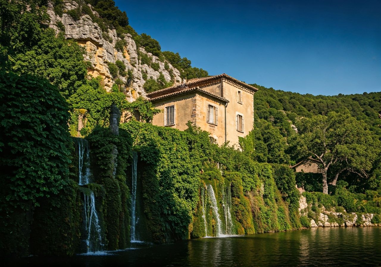 Art Nouveau Dream House with Tower and Fountains