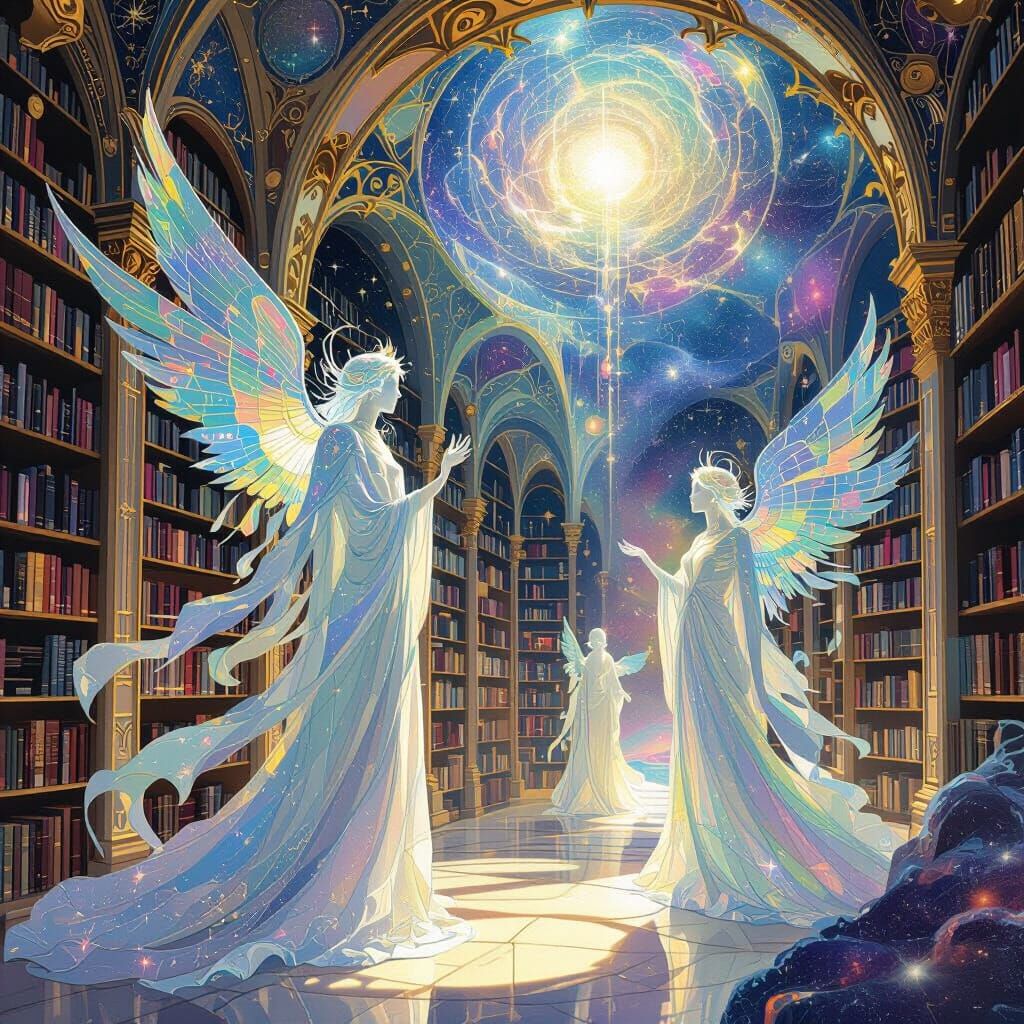 Celestial Guardians of the Art Nouveau Library
