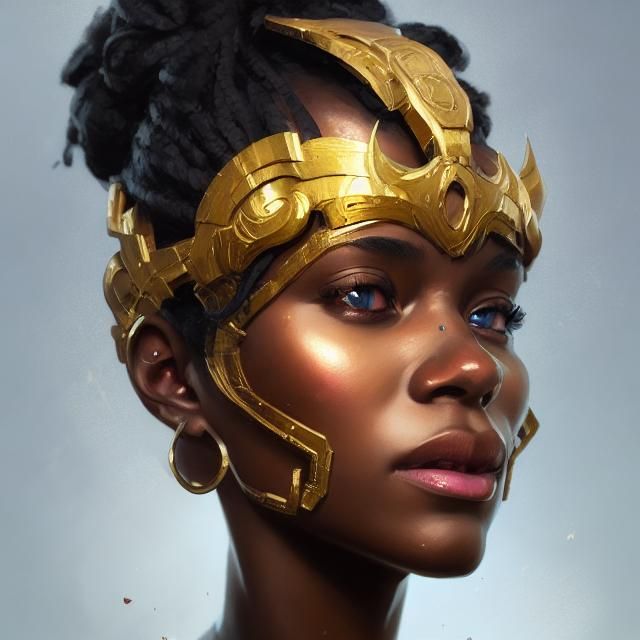 Black Gold Princess Portrait in Hyperdetailed Digital Art