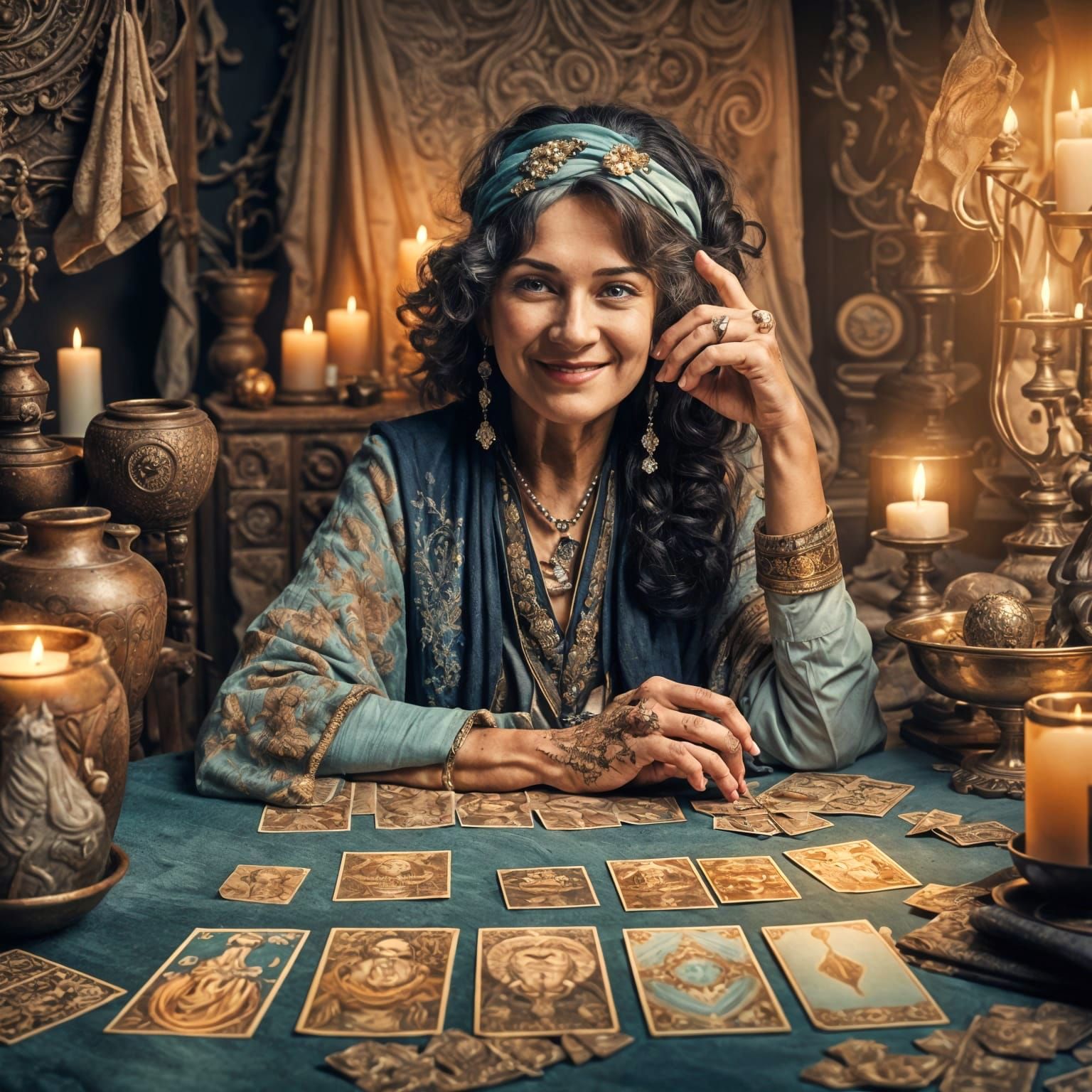 Bohemian Tarot Card Reader in Caravan