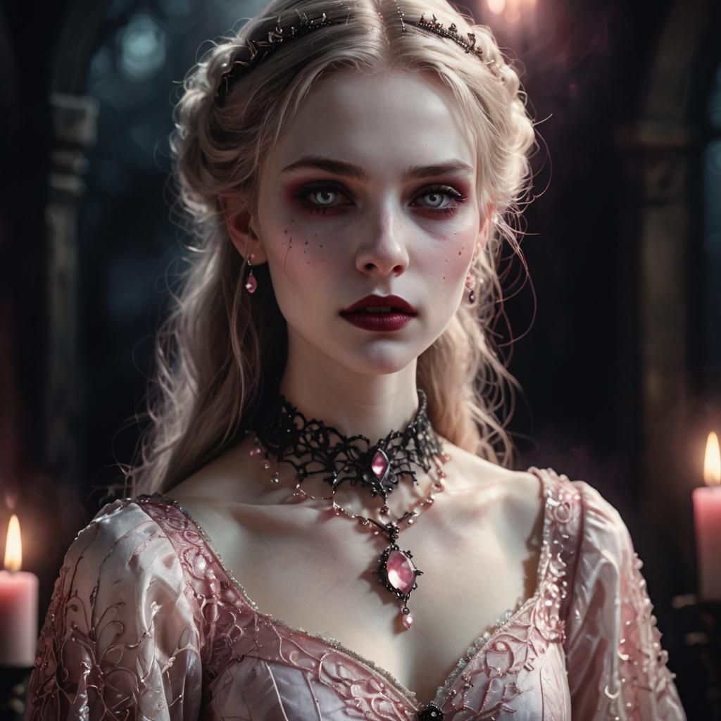 Pale Vampire Portrait in Gothic Digital Art