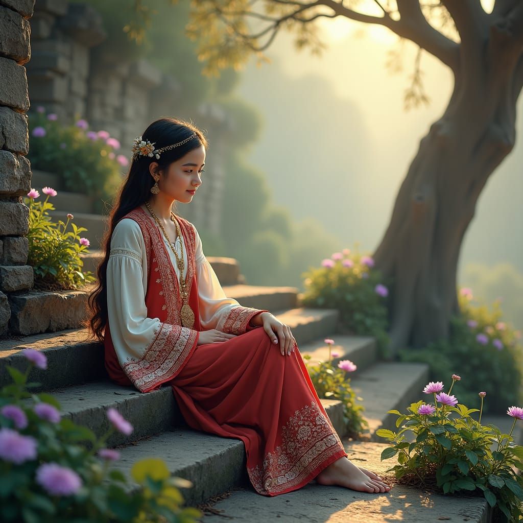 Girl in Nature, Atmospheric Matte Painting