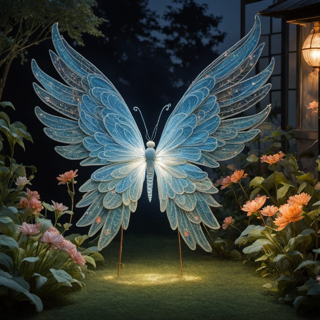 Queen of Butterflies in Moonlit Gardens