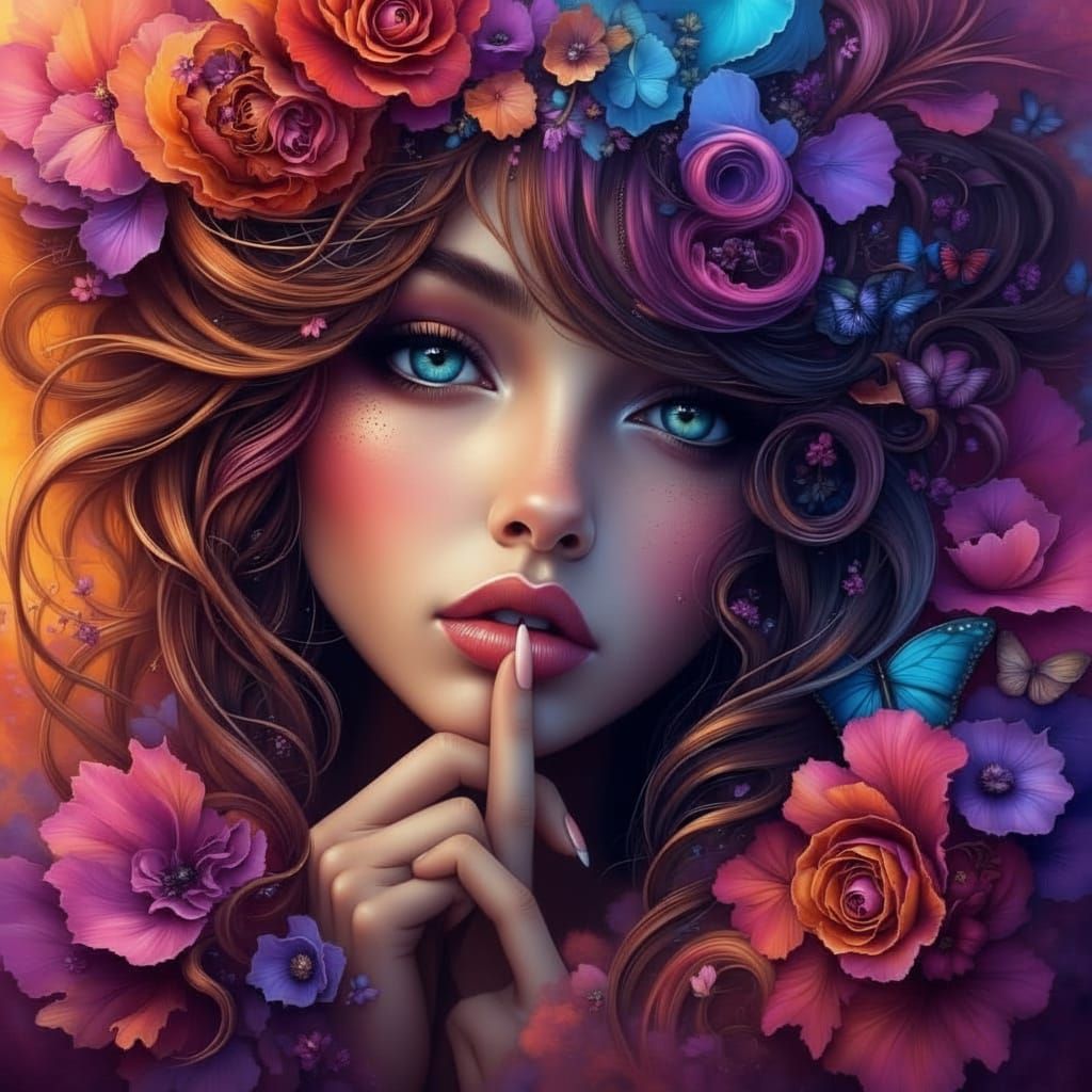 Woman Whispers Secrets in Detailed Splash Art Style