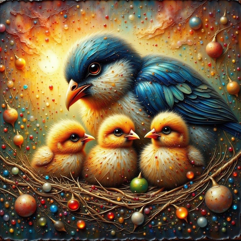 Winged Motherhood in Sunset Splendor