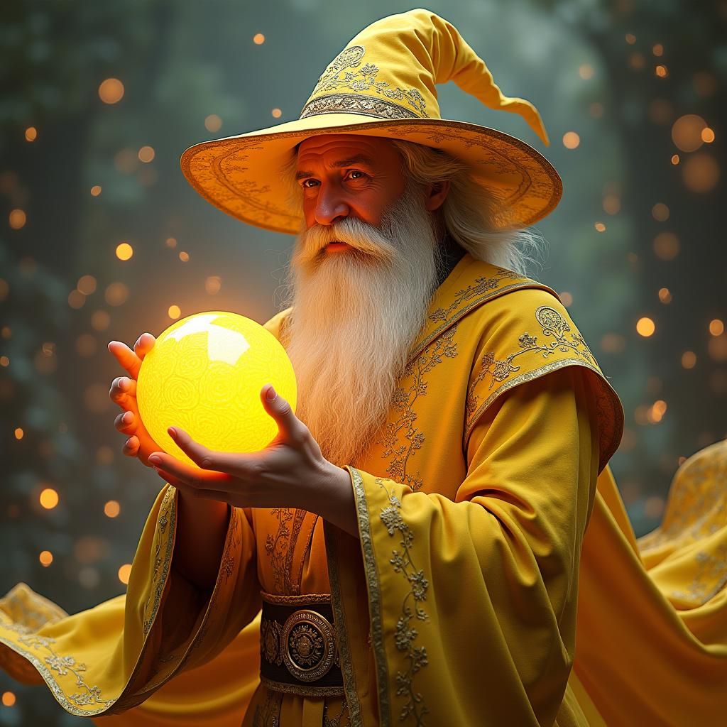 Wizard with Glowing Bowling Ball in Artgerm Style