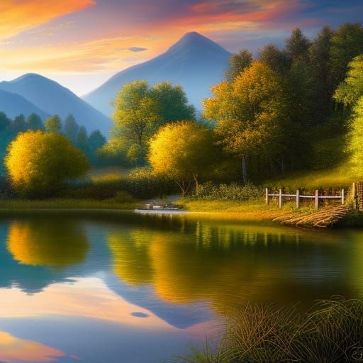 Hyperrealistic Chickens on Farm at Sunrise