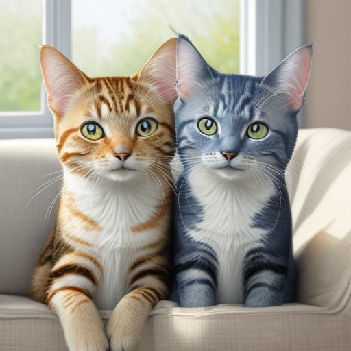 Whimsical Watercolor Portrait of Happy Cat and Dog Friends