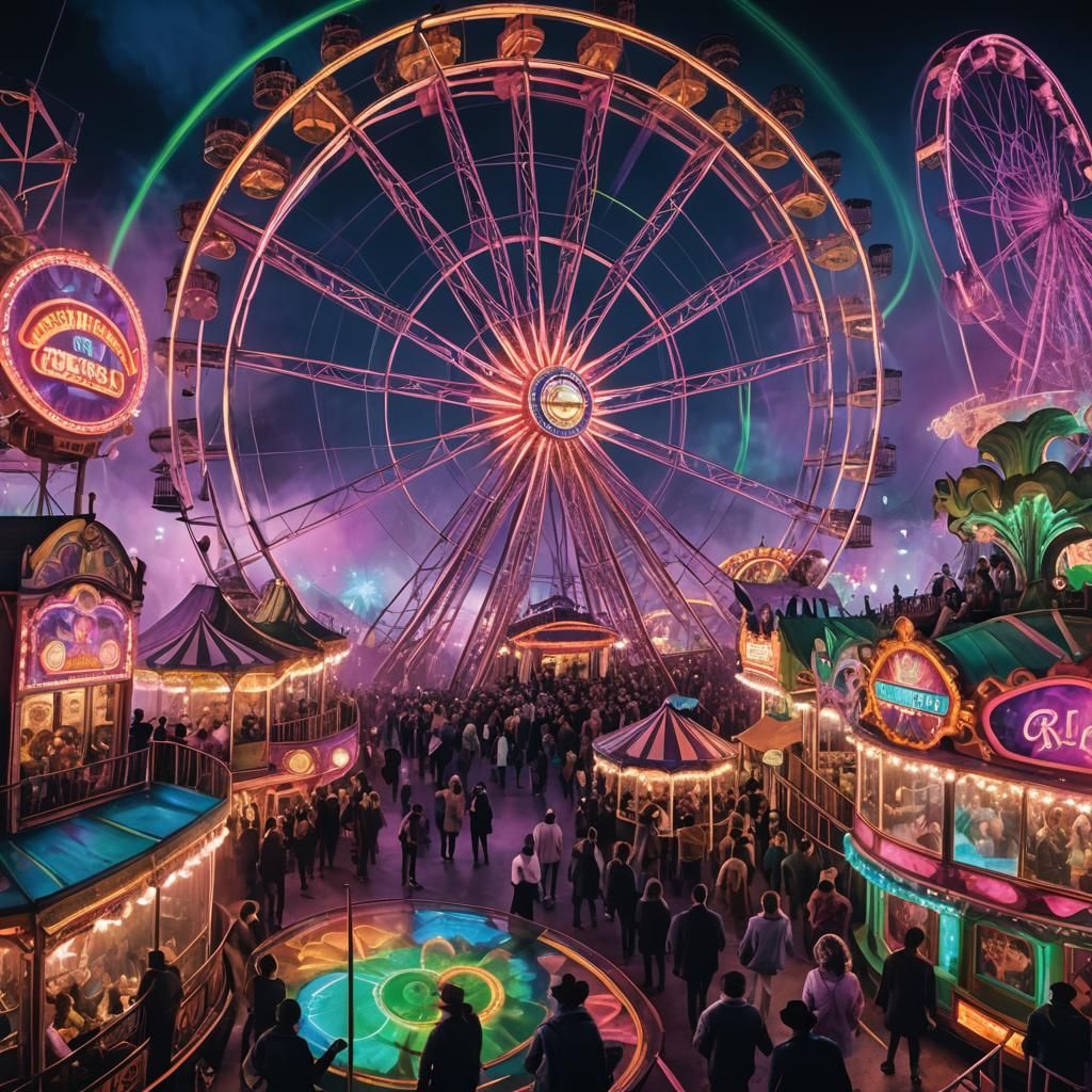 Surreal Carnival in Dreamlike Wonderland, Matte Painting