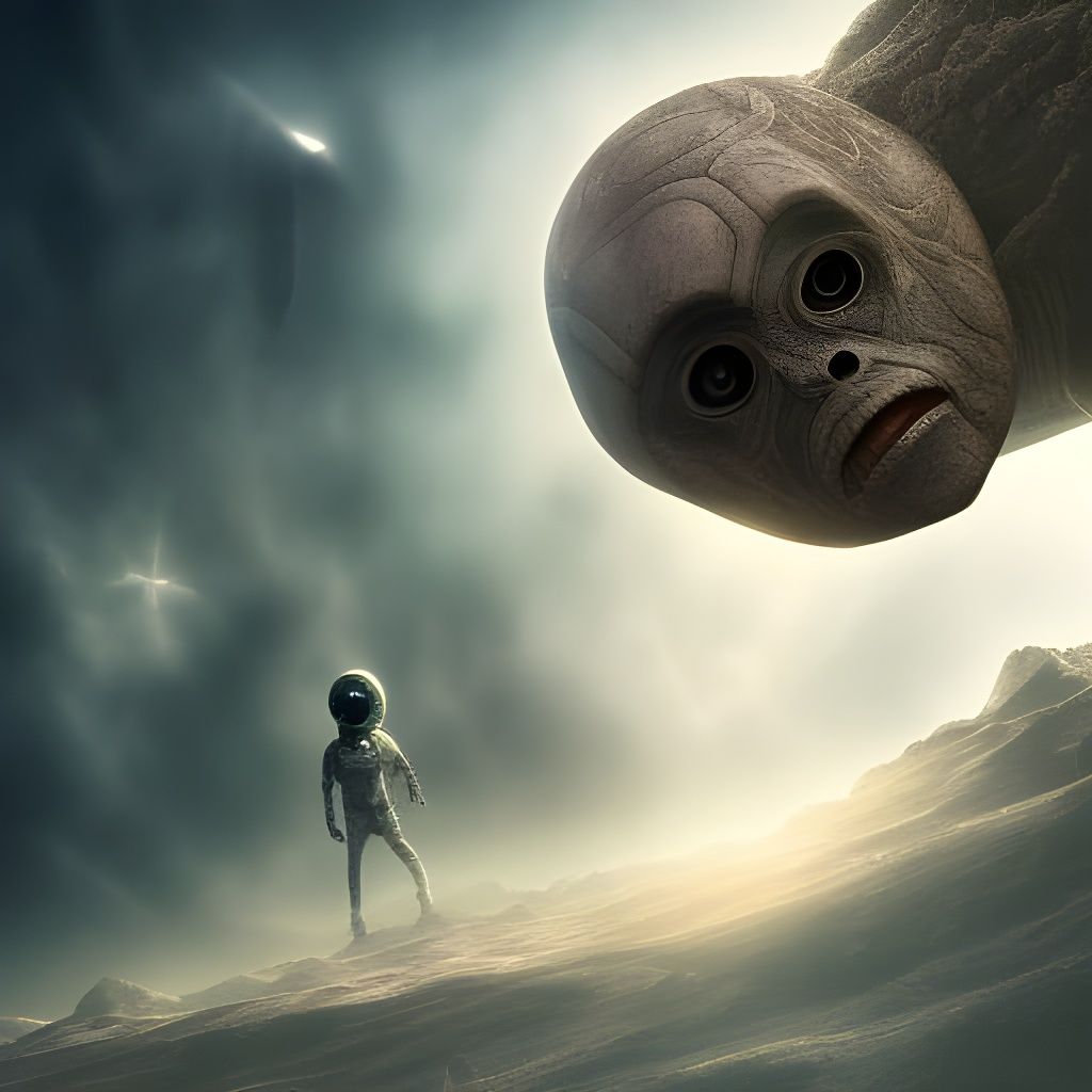 Lost Alien in Space with Metal Details