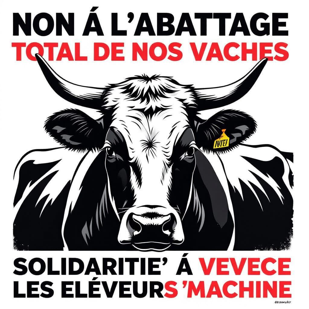 Cow Head Protest Poster in Stencil Style