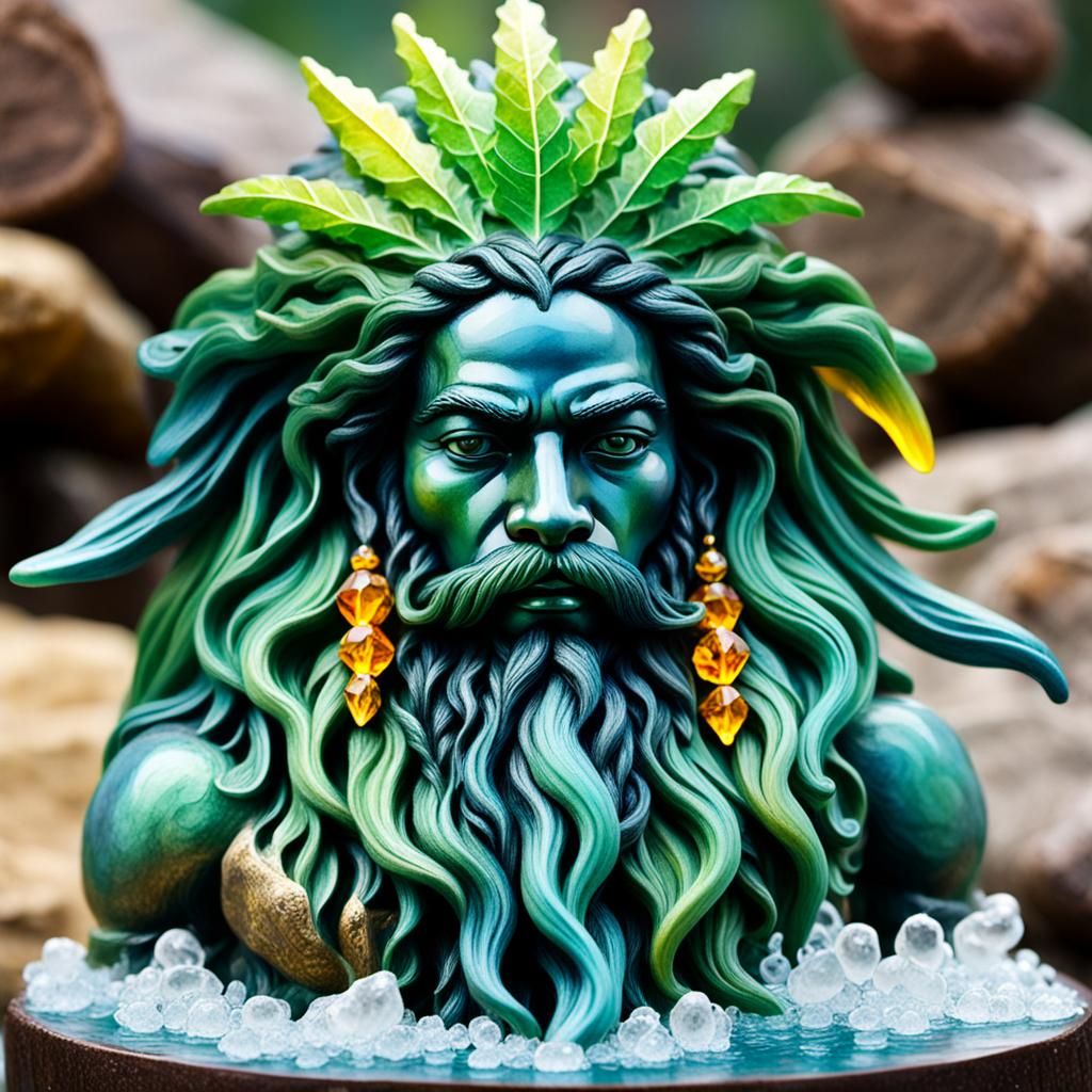 Crystal Jah Rastafari Statue with Watersplash