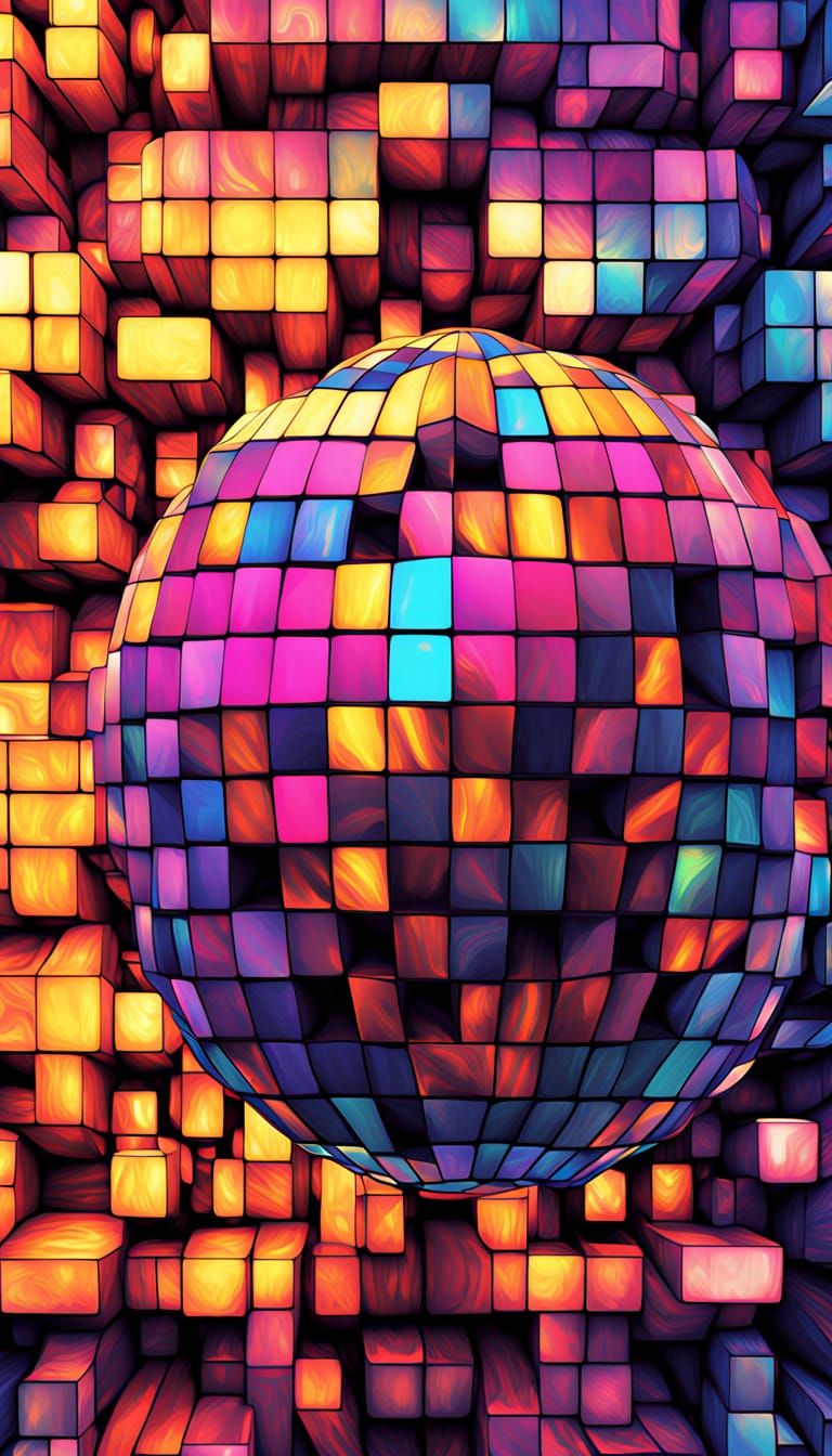 Cubist Blocks Transform into Iridescent Sphere