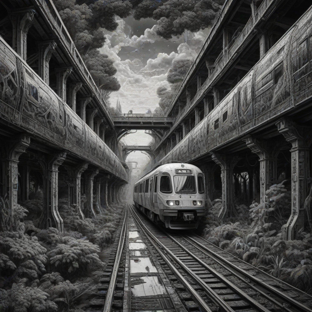 Surrealistic Woven Tapestry in Prismatic Pointillism Style