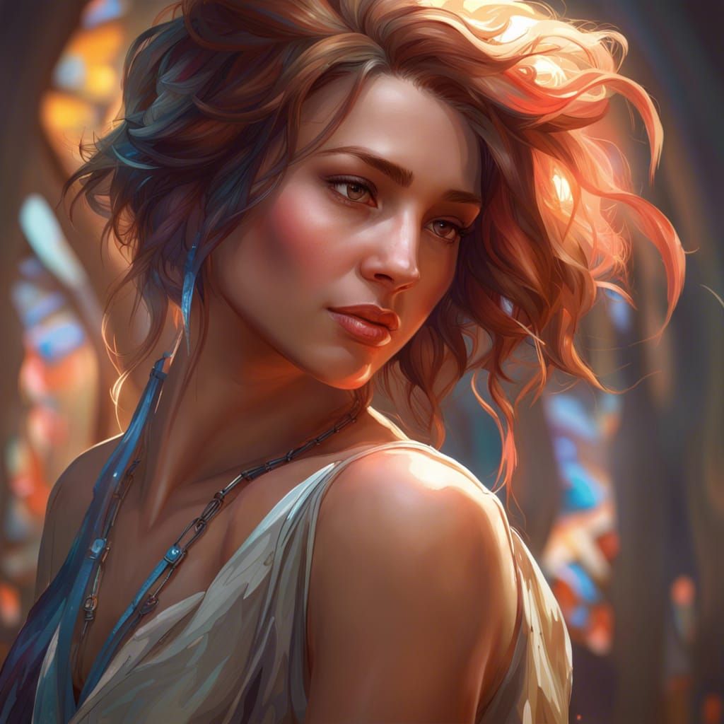 Detailed Portrait of a Beautiful Woman in Digital Art Style