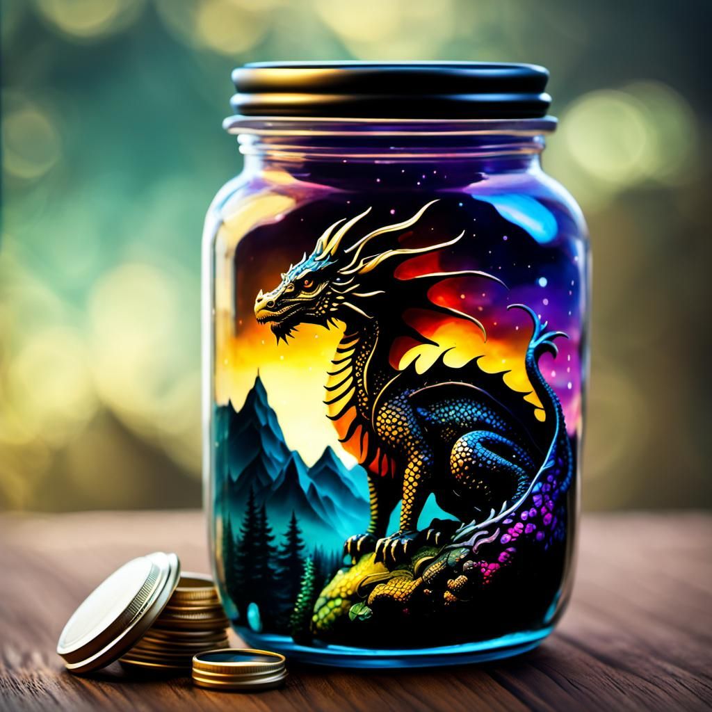 Dragon in a Jar: Mixed Media Alcohol Ink Art