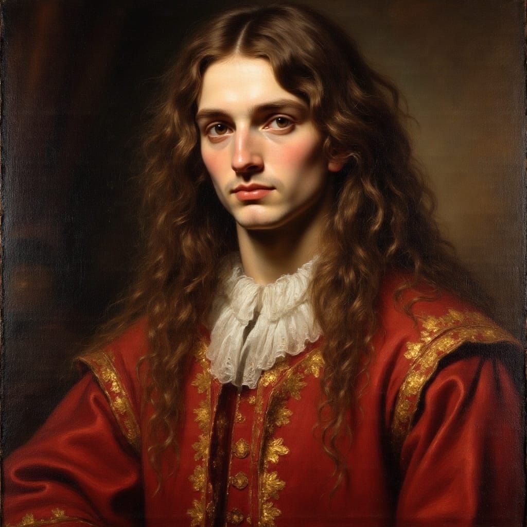 17th Century Man in Crimson: A Classical Portrait