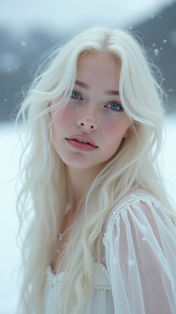 Ethereal Angelic Portrait in Soft Winter Light