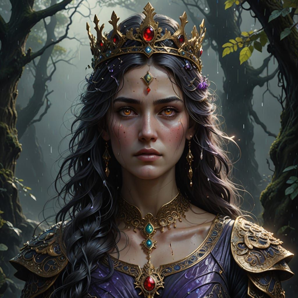 Hyper-Realistic Goddess Portrait in Watercolor Style