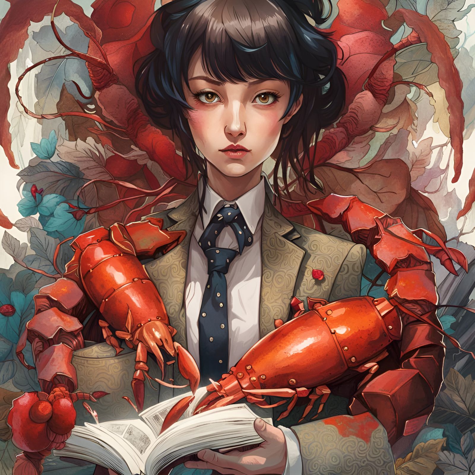 Lobster Lawyer Portrait in Detailed Illustrative Style