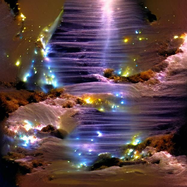 Glowing Stardust Waterfall: Ethereal Cosmic Cascade