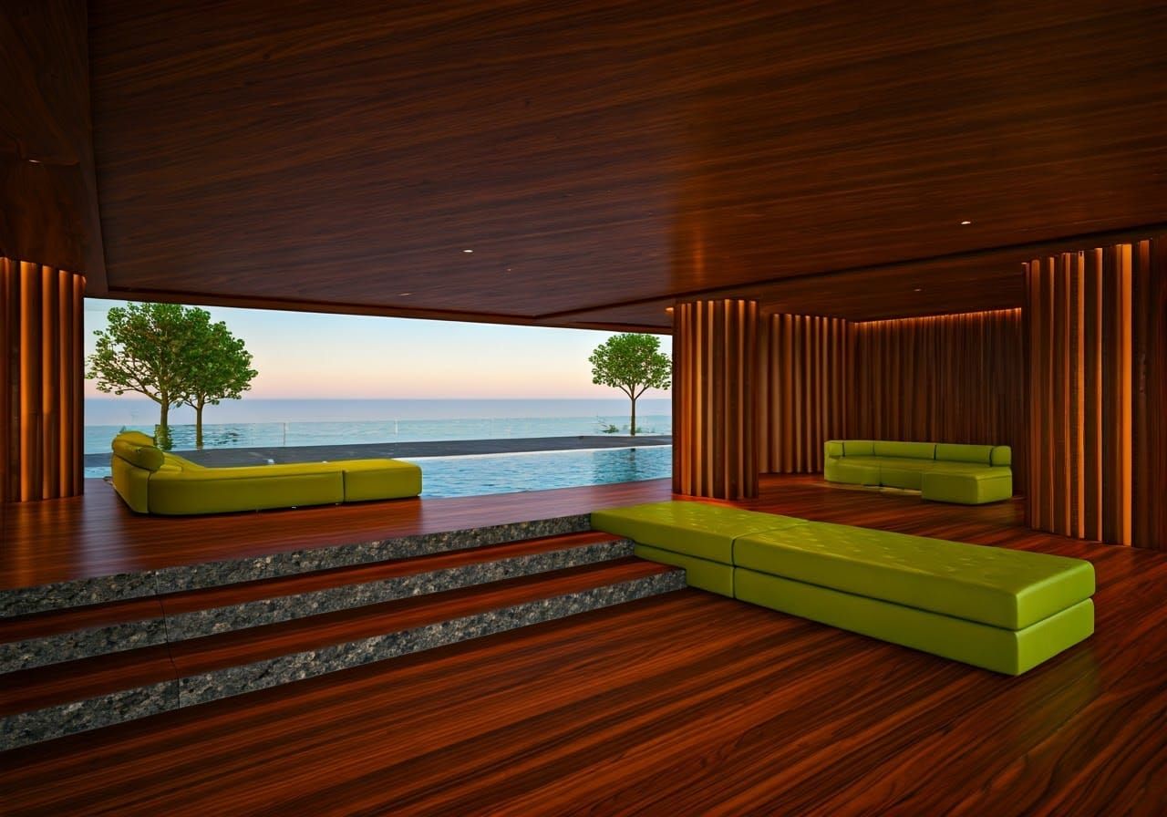 Luxury Living Room with Bifurcated Stairway