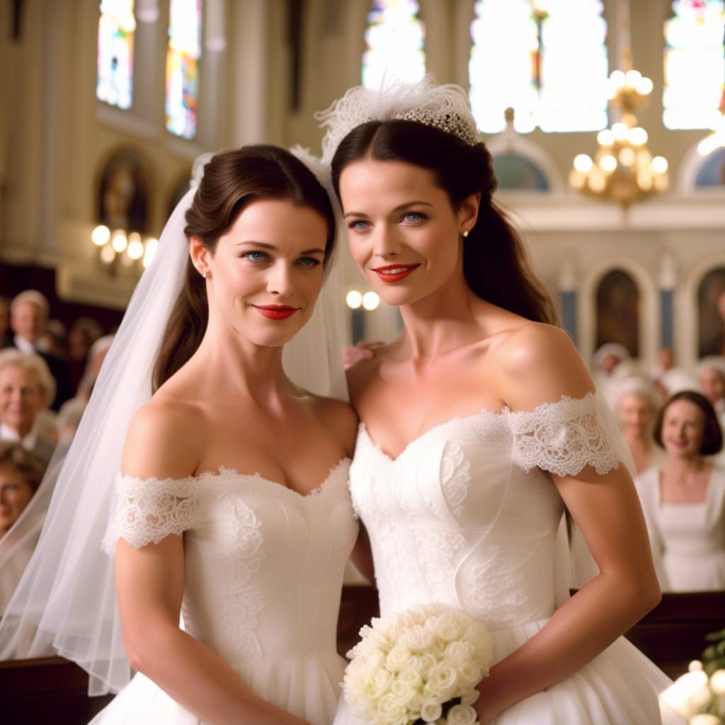 Lesbian Wedding in Grand Church with Elegant Guests