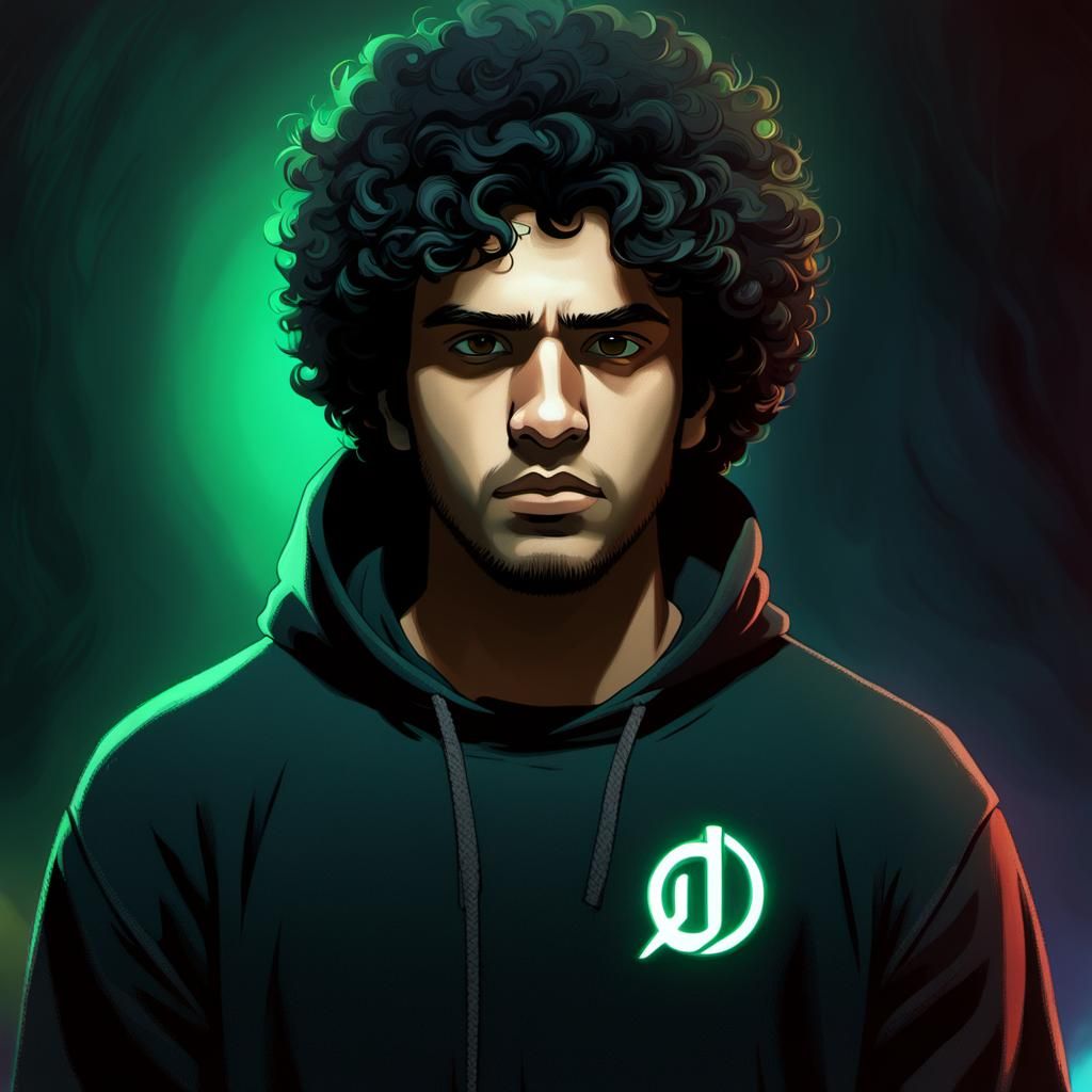 Cartoon Hacker Portrait in Comic Book Style