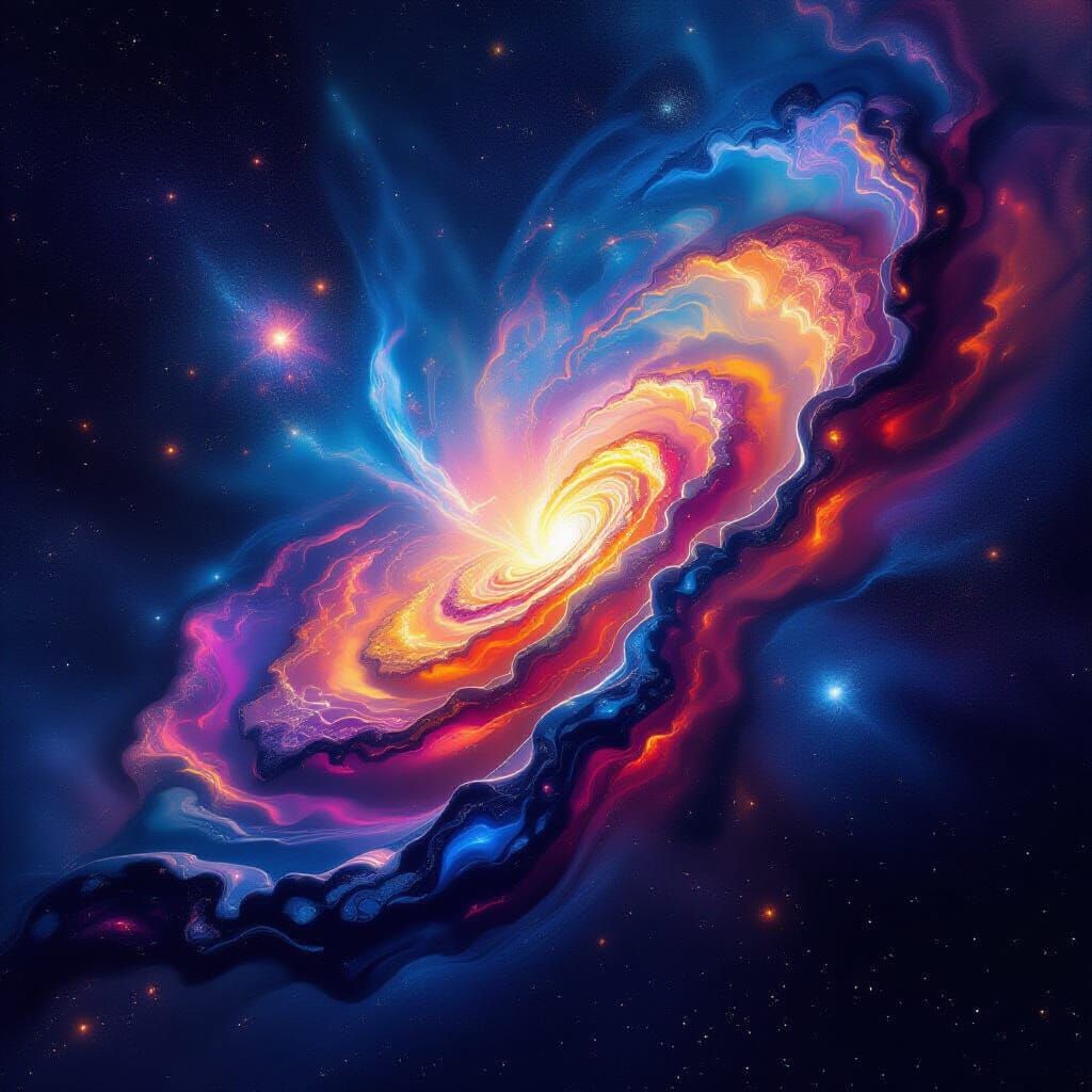 Vivid Glass Nebula Spirals Through Cosmic Vastness